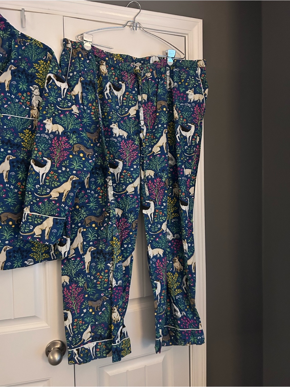 Printfresh Teal Blue Dog & Floral Pajama Set - Picture 4 of 7